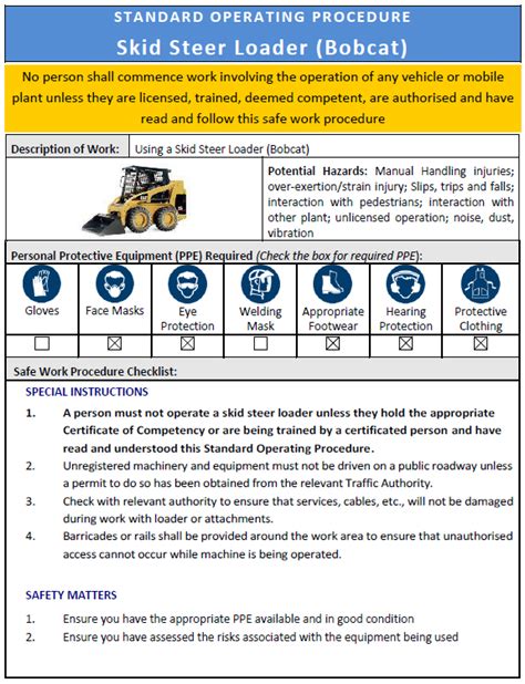 skid steer sop|skid steer loader instructions.